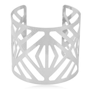 Triangle Wide Cuff Bracelet Geometric Cut out Silver Women's OS NWOT